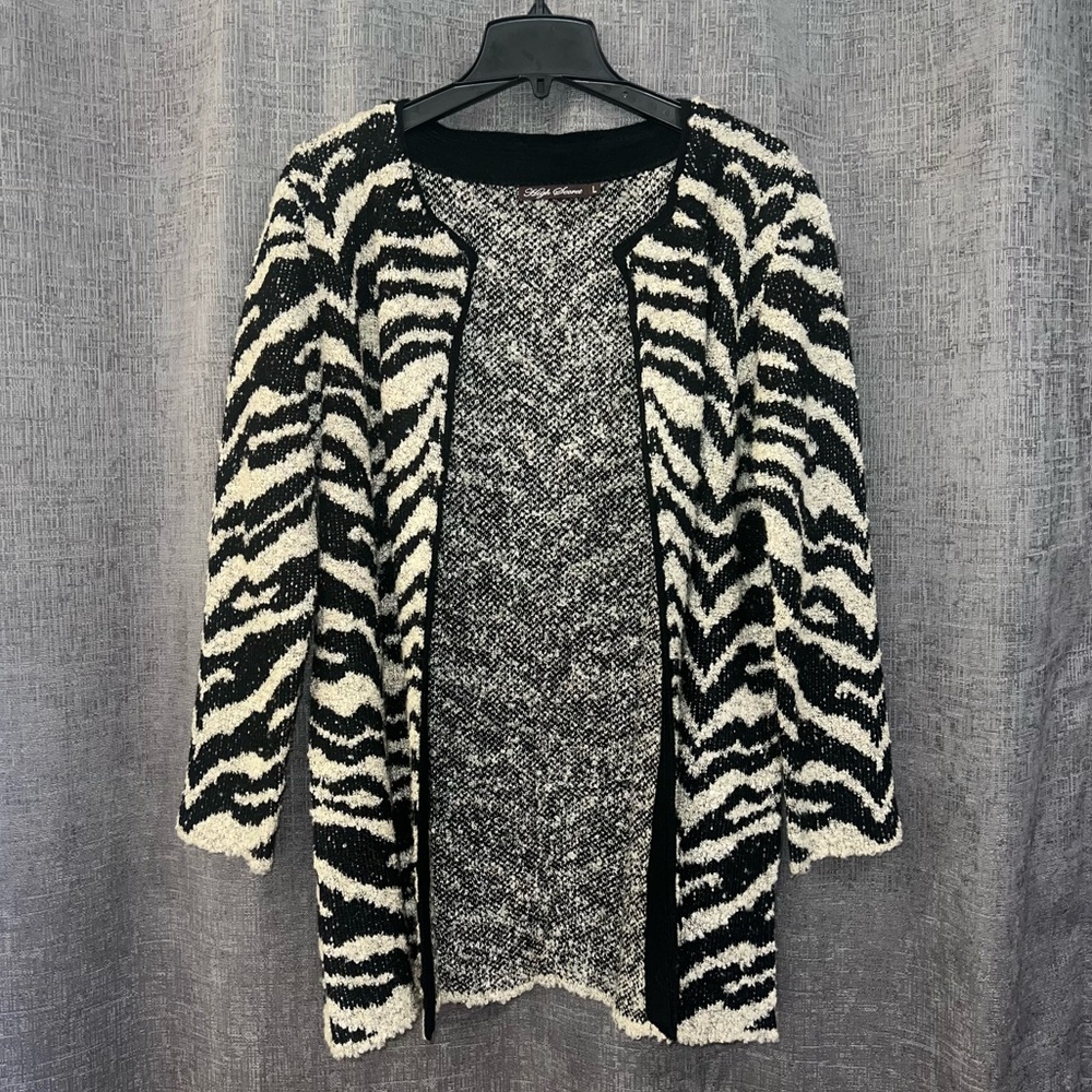 High Secret animal print long fuzzy cardigan